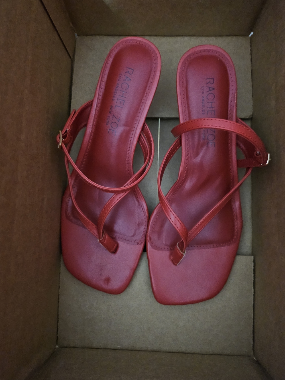 Rachel Zoe Red Strappy Kitten Heels 7.5 New